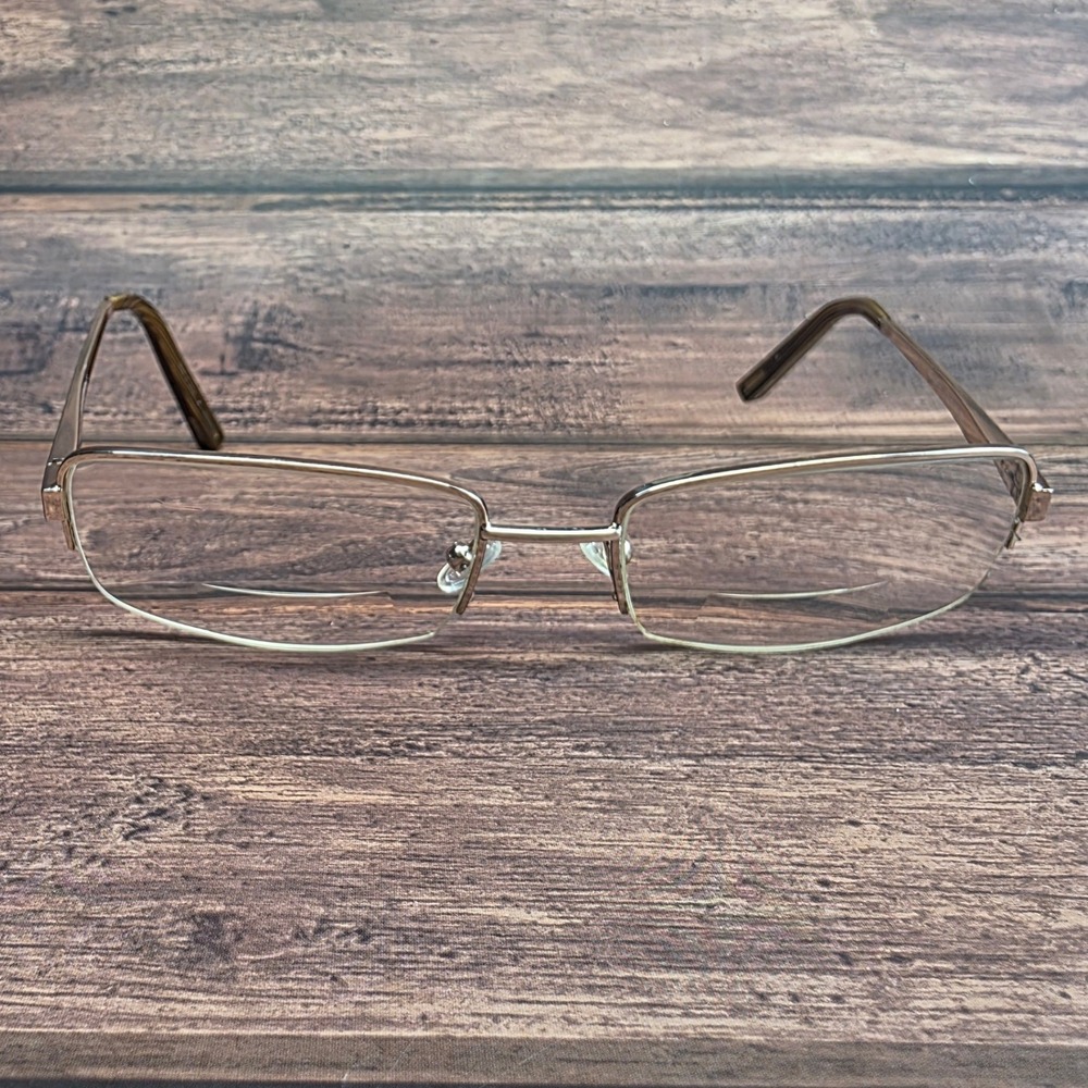 Jhane Barnes Perpetual Gold Semi-Rimless Rectangular Eyeglasses Frames 57-19-145